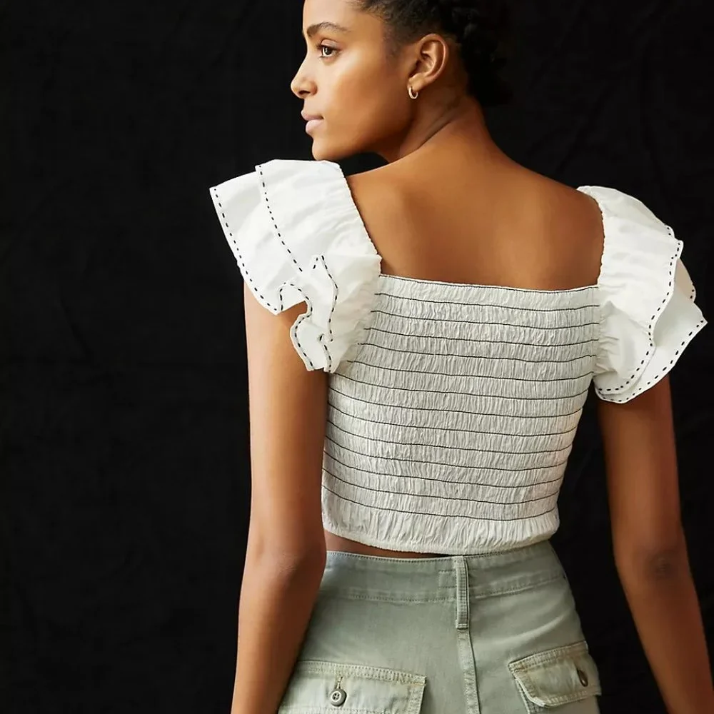 Anthropologie Smocked Pullover